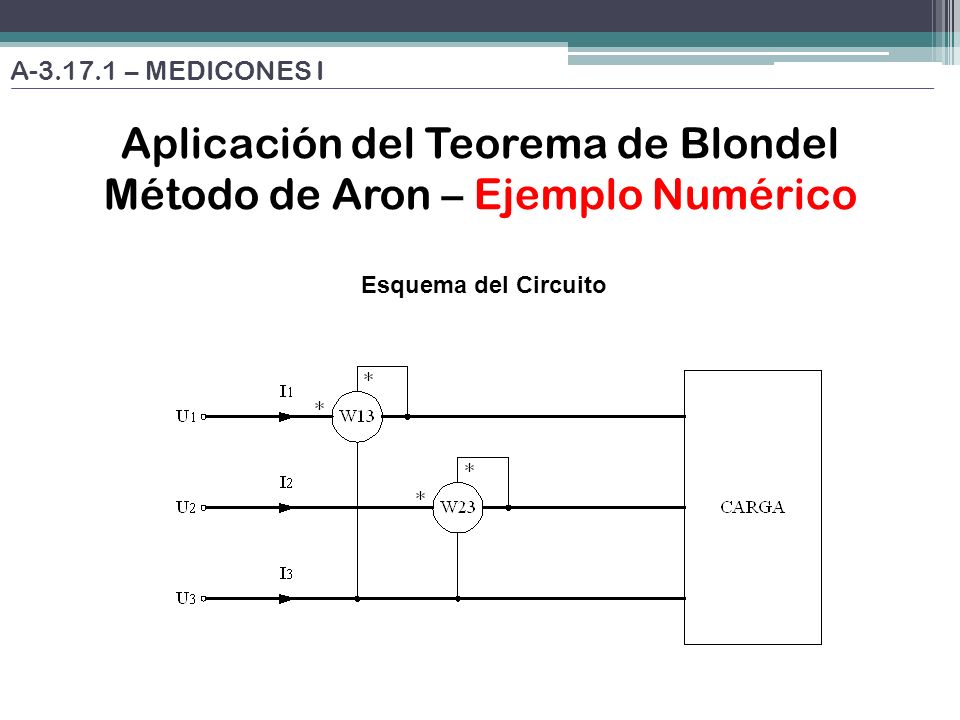 Aplicación del Teorema de Blondel Método de Aron – Ejemplo Numérico