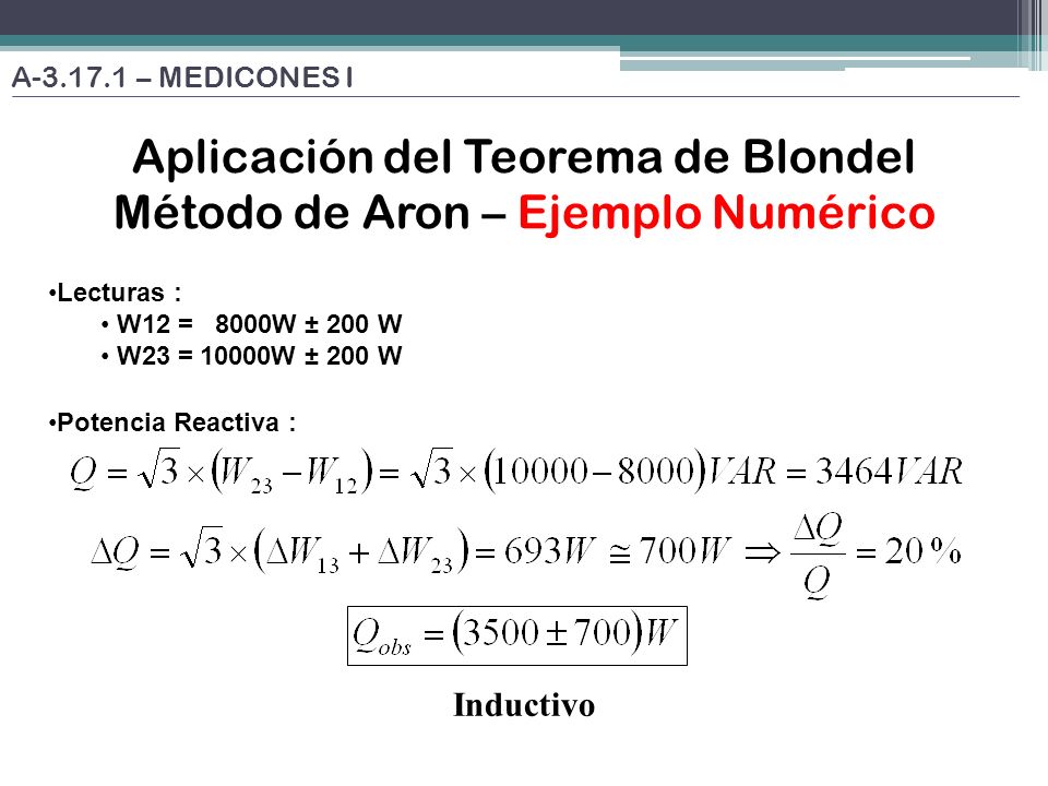 Aplicación del Teorema de Blondel Método de Aron – Ejemplo Numérico