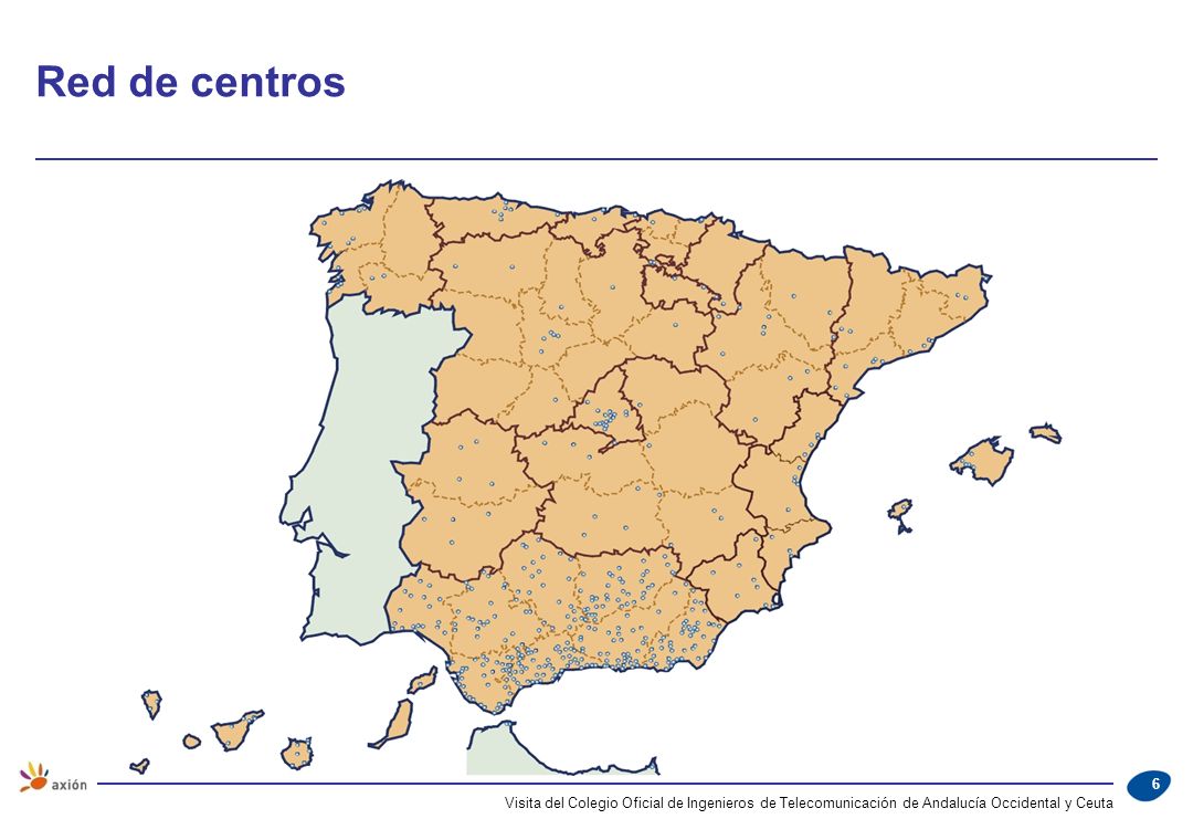 Red de centros Visita del Colegio Oficial de Ingenieros de Telecomunicación de Andalucía Occidental y Ceuta.