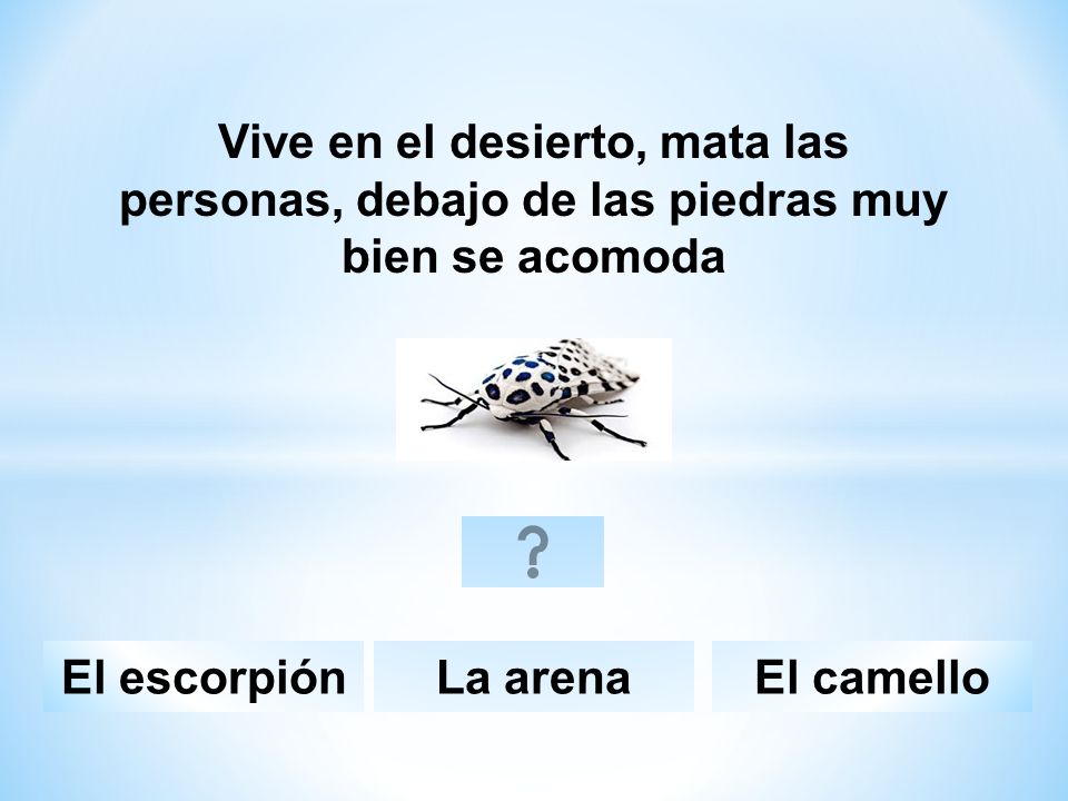 Vive en el desierto, mata las personas, debajo de las piedras muy bien se acomoda