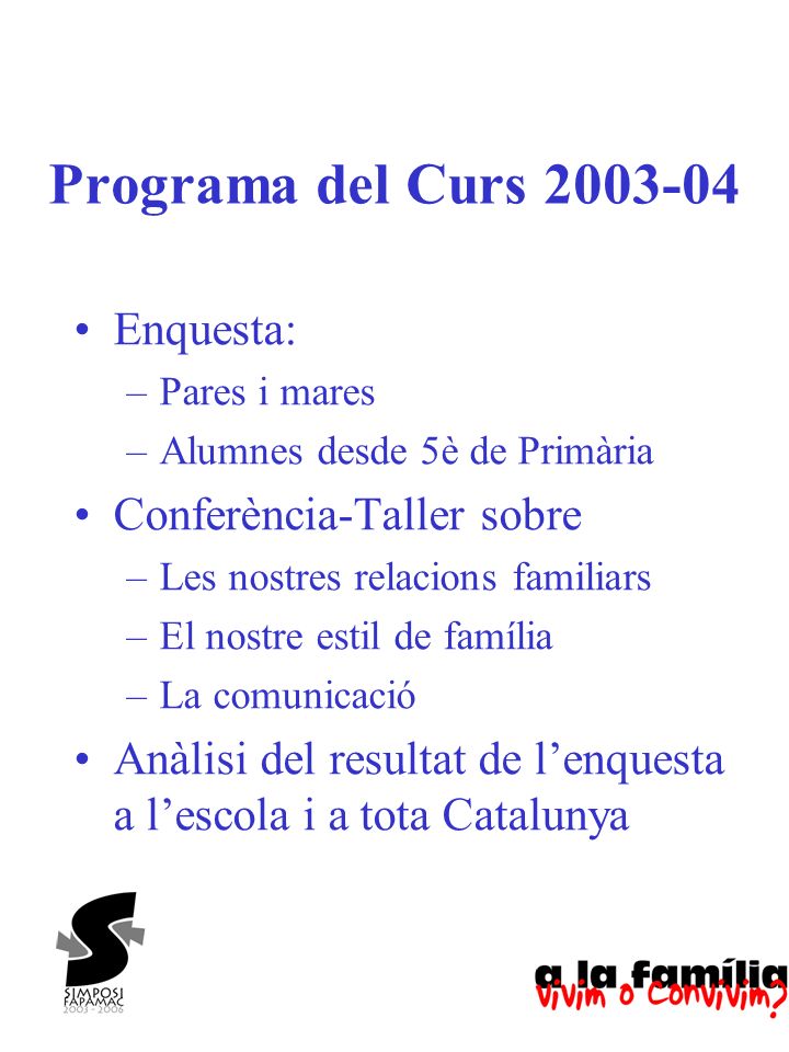 Programa del Curs Enquesta: Conferència-Taller sobre