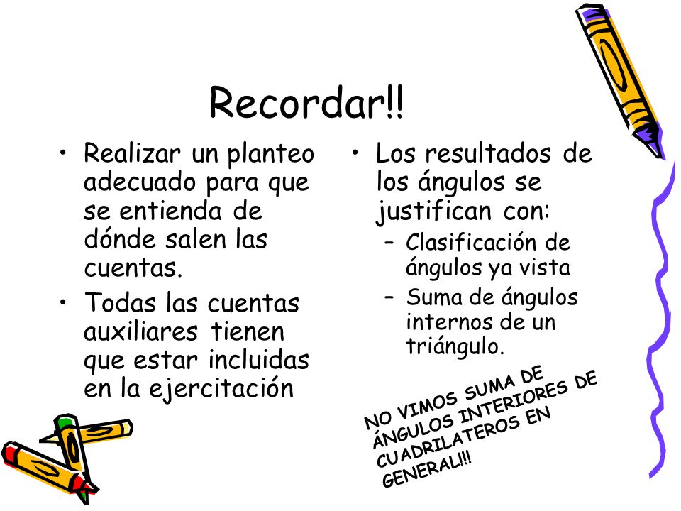 Recordar!! Realizar un planteo adecuado para que se entienda de dónde salen las cuentas.