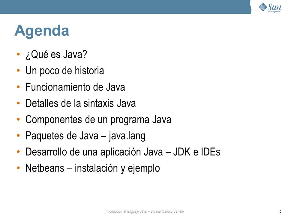 Agenda ¿Qué es Java Un poco de historia Funcionamiento de Java