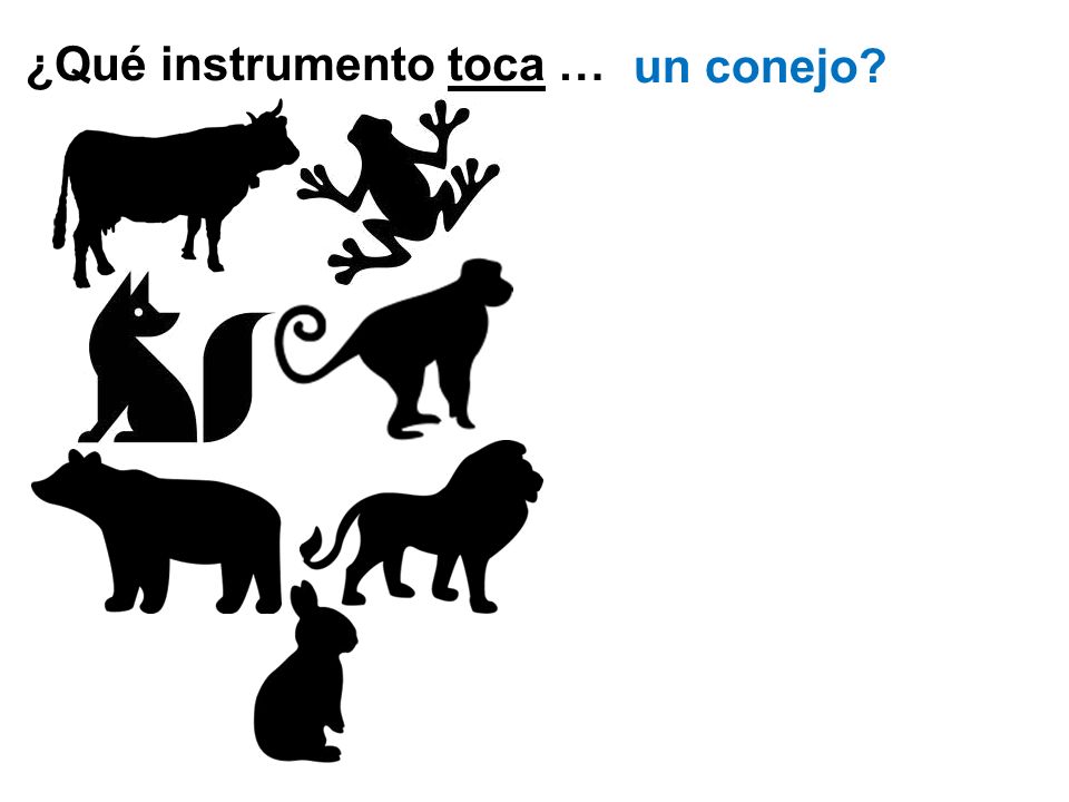 ¿Qué instrumento toca … un zorro una vaca una rana un macaco