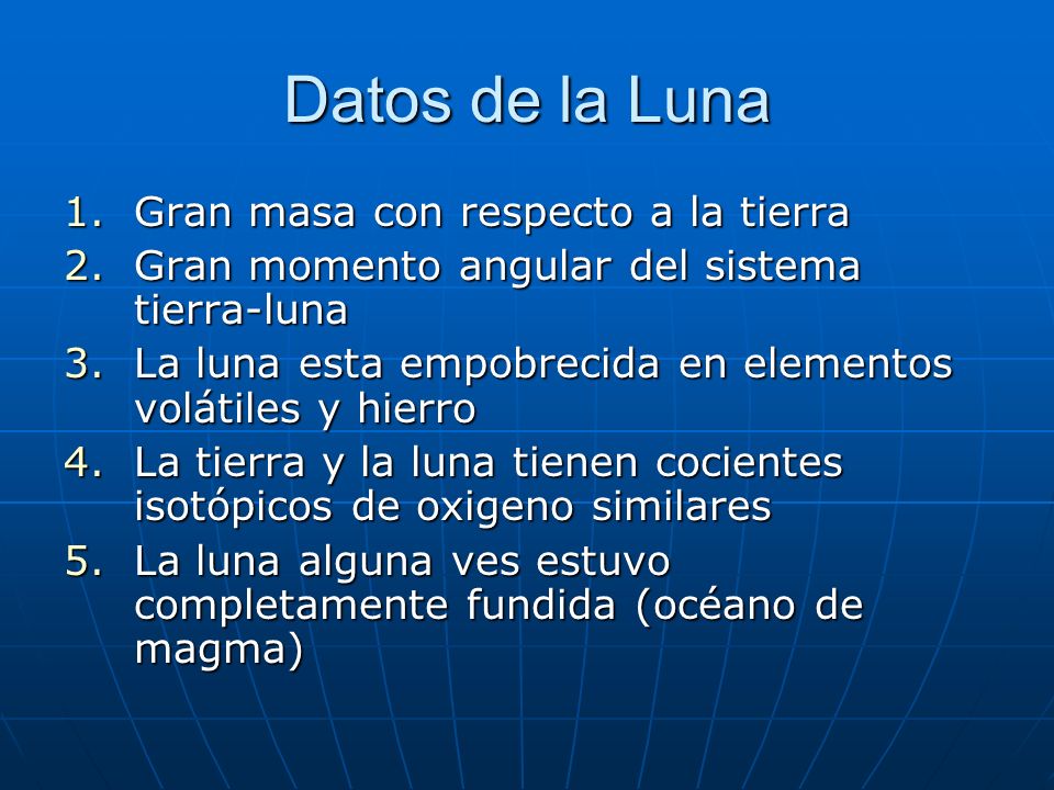 Datos de la Luna Gran masa con respecto a la tierra