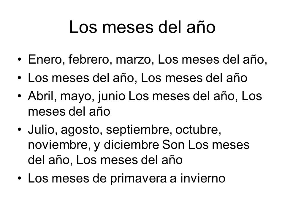 Los meses del año Enero, febrero, marzo, Los meses del año,