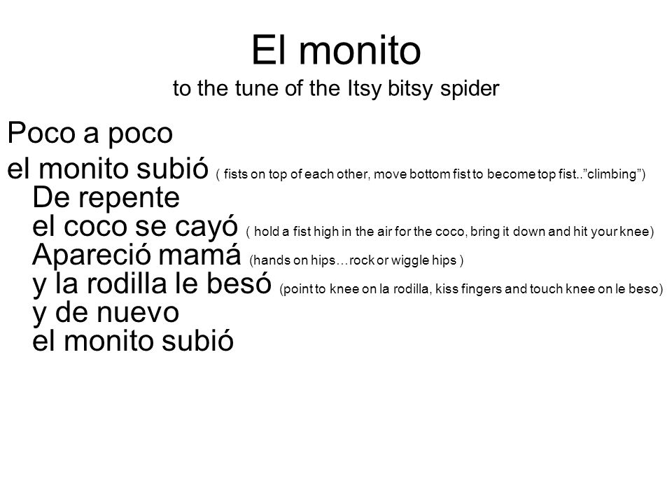 El monito to the tune of the Itsy bitsy spider