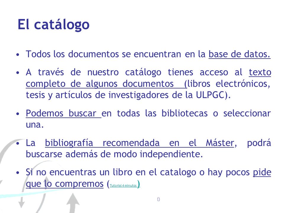 El catálogo Todos los documentos se encuentran en la base de datos.