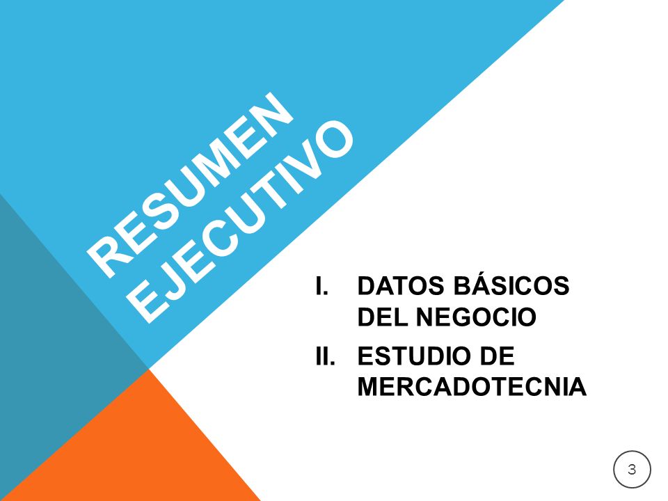 RESUMEN EJECUTIVO DATOS BÁSICOS DEL NEGOCIO ESTUDIO DE MERCADOTECNIA