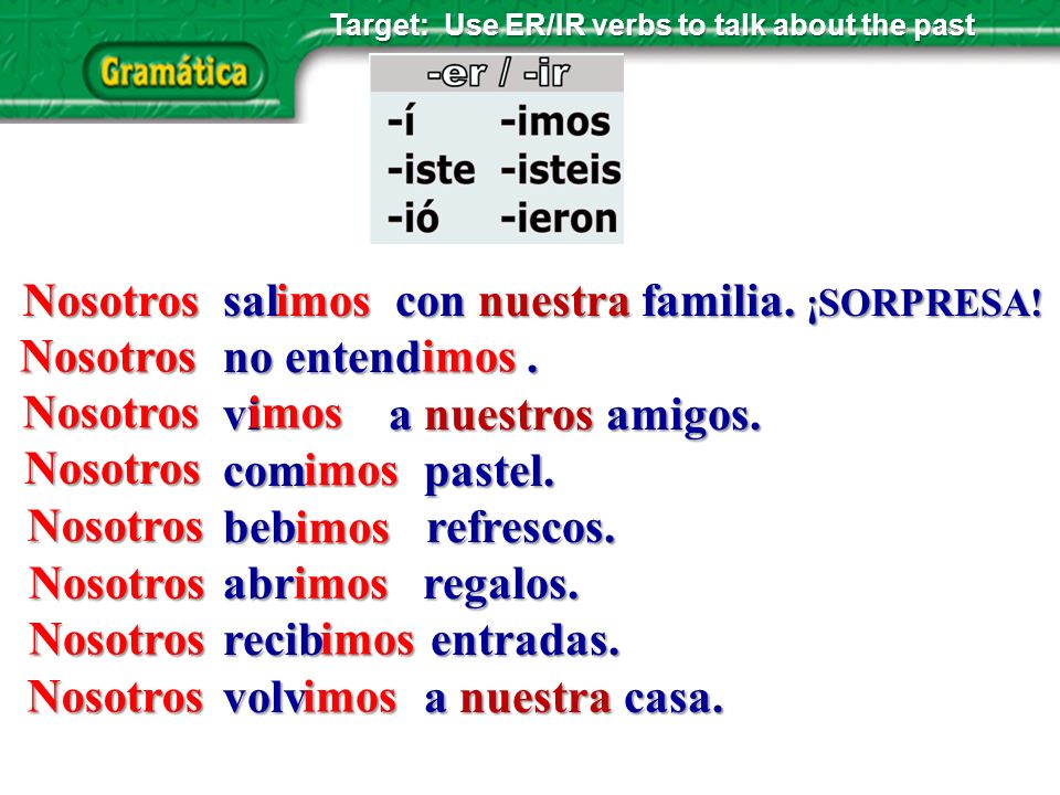 sal con nuestra familia. ¡SORPRESA! no entend . vi a nuestros amigos.