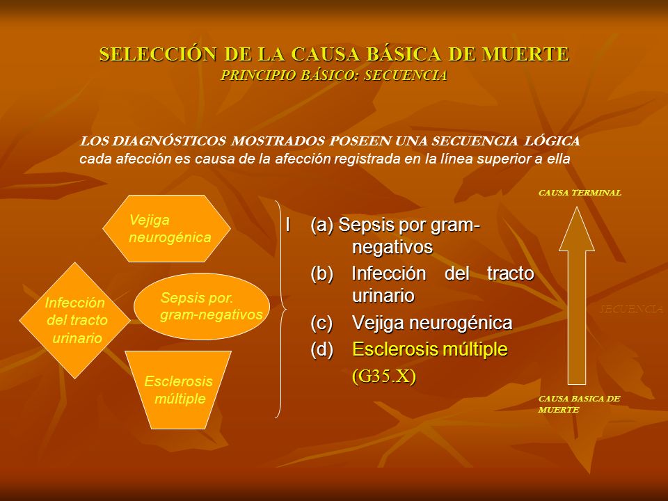 SELECCIÓN DE LA CAUSA BÁSICA DE MUERTE PRINCIPIO BÁSICO: SECUENCIA