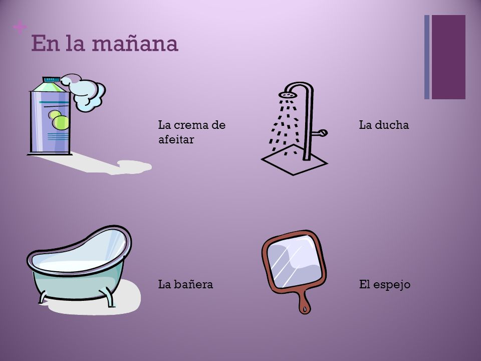 En la mañana La crema de afeitar La ducha La bañera El espejo