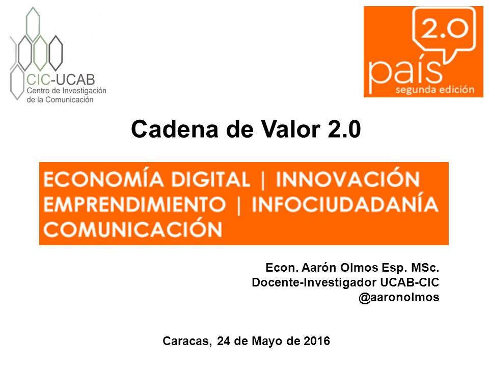 Cadena de Valor 2.0 Econ. Aarón Olmos Esp. MSc.