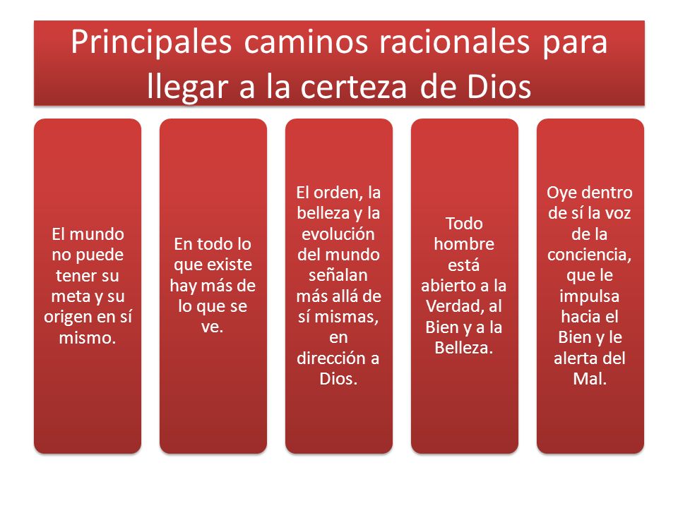 Principales caminos racionales para llegar a la certeza de Dios