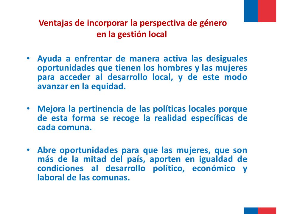Ventajas de incorporar la perspectiva de género en la gestión local
