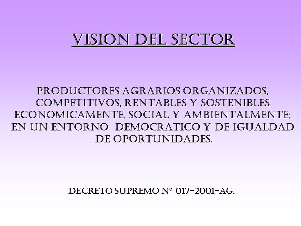 VISION DEL SECTOR PRODUCTORES AGRARIOS ORGANIZADOS,