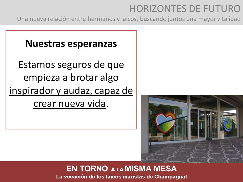 HORIZONTES DE FUTURO Una nueva relación entre hermanos y laicos, buscando juntos una mayor vitalidad