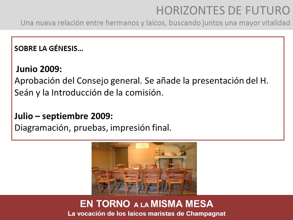 HORIZONTES DE FUTURO Una nueva relación entre hermanos y laicos, buscando juntos una mayor vitalidad