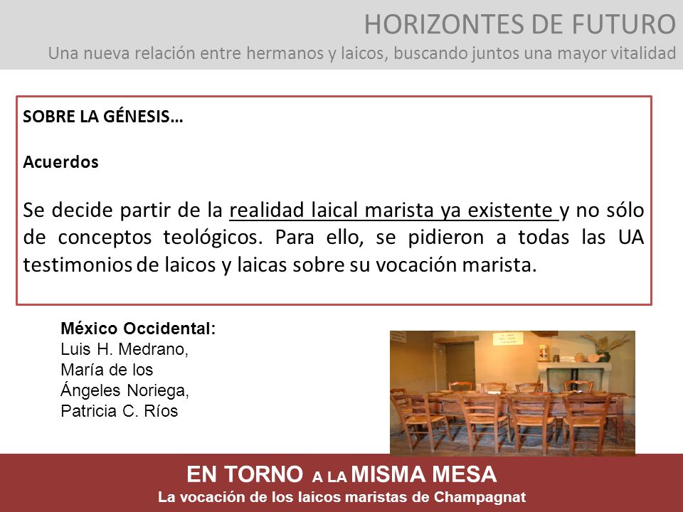 HORIZONTES DE FUTURO Una nueva relación entre hermanos y laicos, buscando juntos una mayor vitalidad