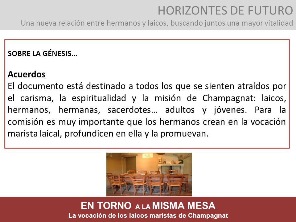 HORIZONTES DE FUTURO Una nueva relación entre hermanos y laicos, buscando juntos una mayor vitalidad