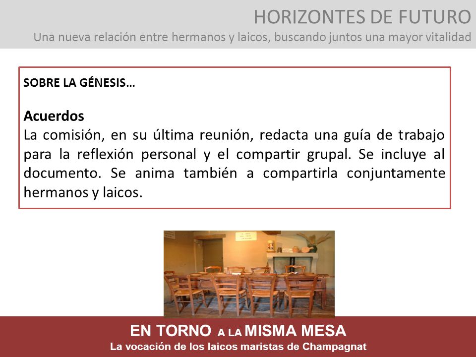 HORIZONTES DE FUTURO Una nueva relación entre hermanos y laicos, buscando juntos una mayor vitalidad
