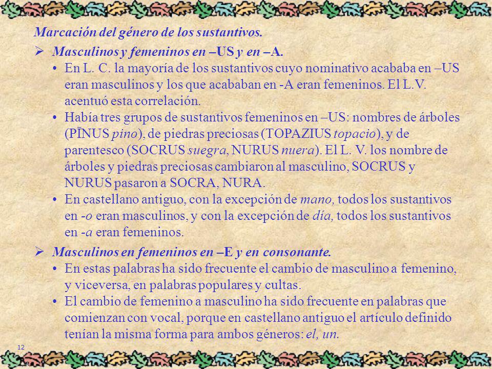 Marcación del género de los sustantivos.
