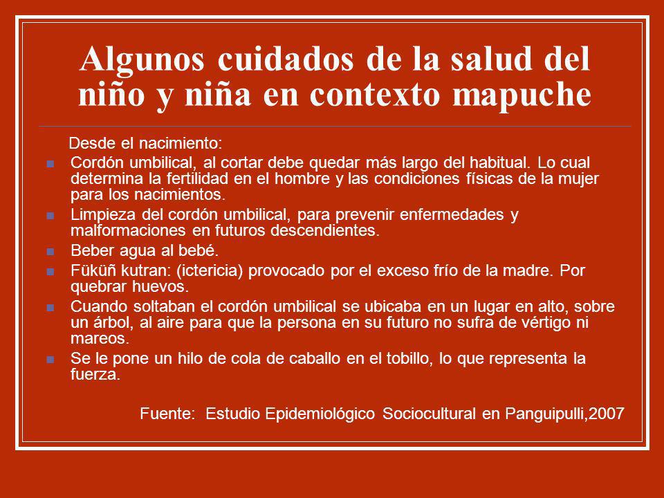 Algunos cuidados de la salud del niño y niña en contexto mapuche
