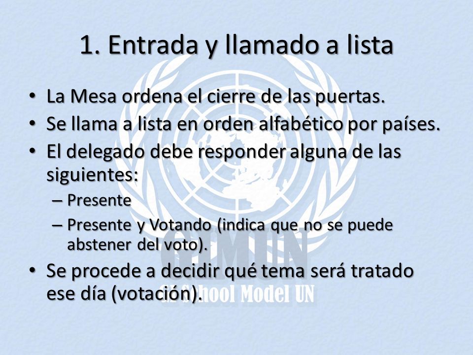 1. Entrada y llamado a lista