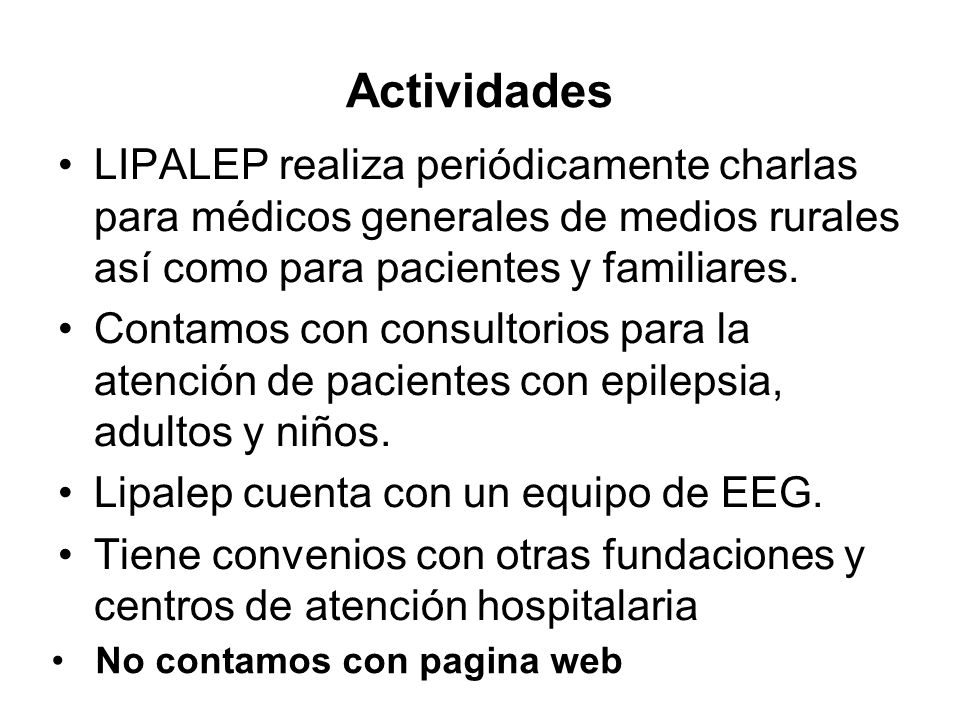 Actividades LIPALEP realiza periódicamente charlas para médicos generales de medios rurales así como para pacientes y familiares.
