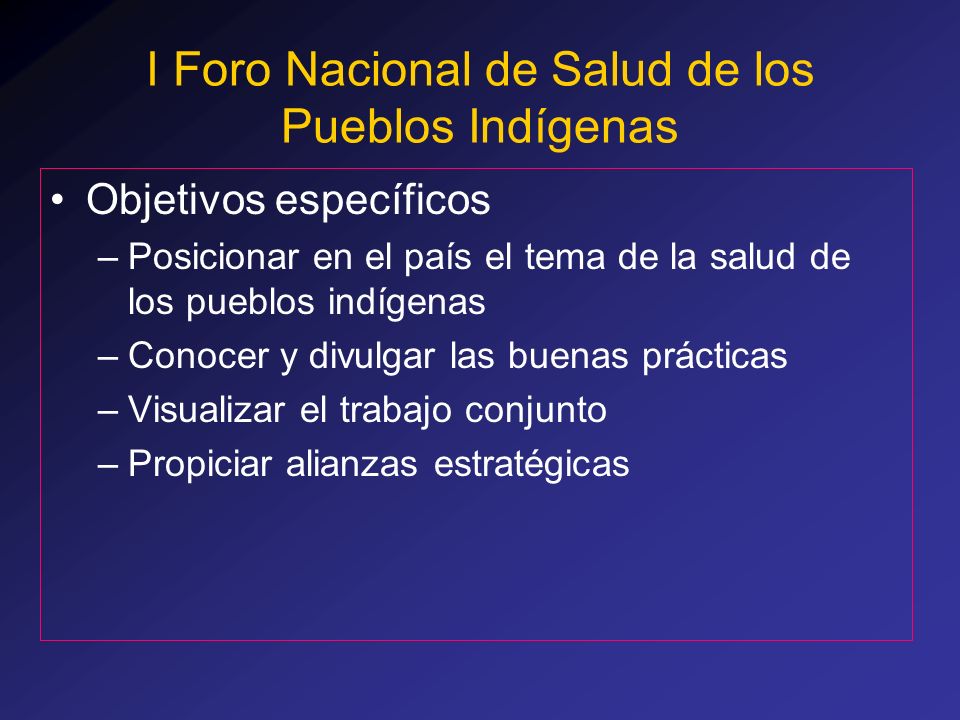 I Foro Nacional de Salud de los Pueblos Indígenas