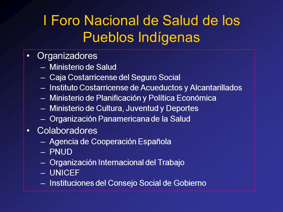 I Foro Nacional de Salud de los Pueblos Indígenas
