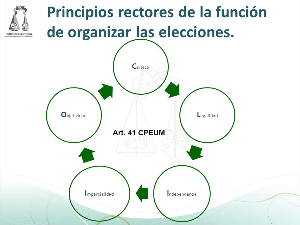 Principios rectores de la función de organizar las elecciones.