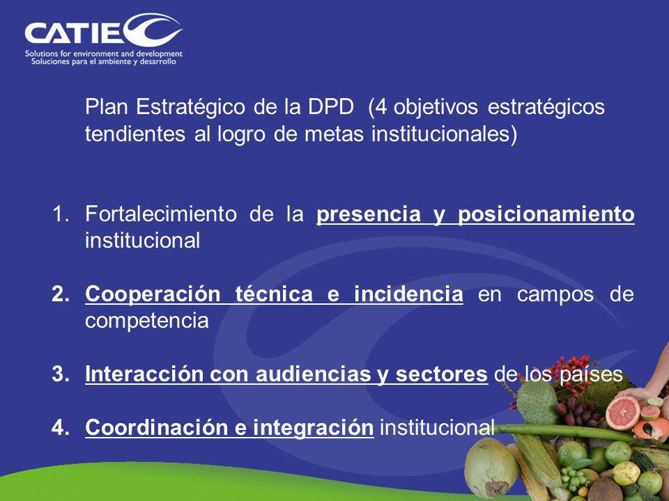Plan Estratégico de la DPD (4 objetivos estratégicos tendientes al logro de metas institucionales)