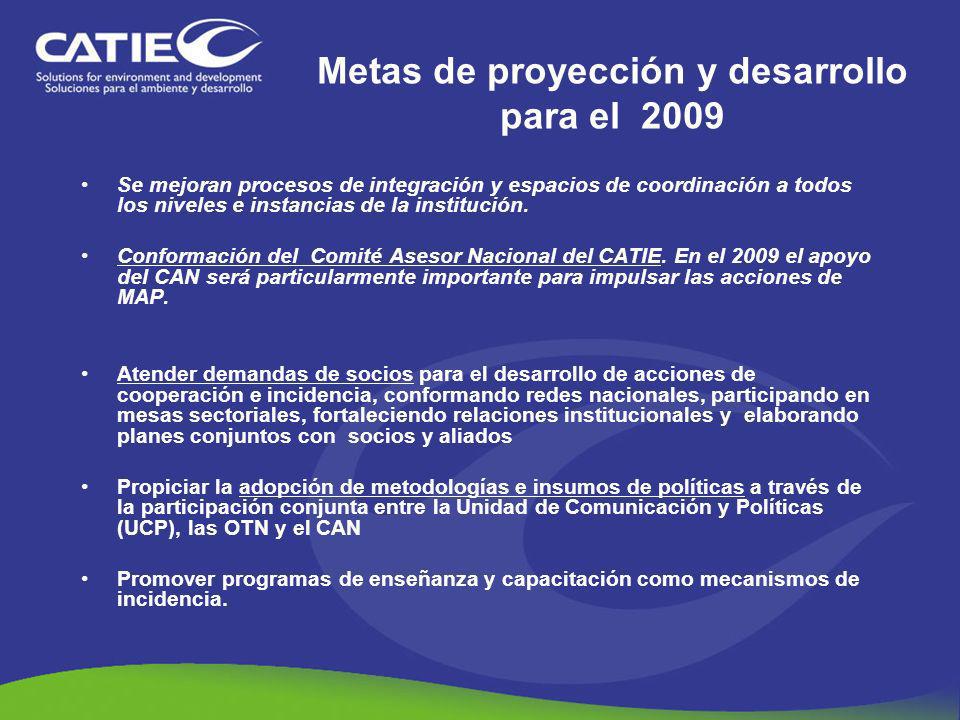 Metas de proyección y desarrollo para el 2009