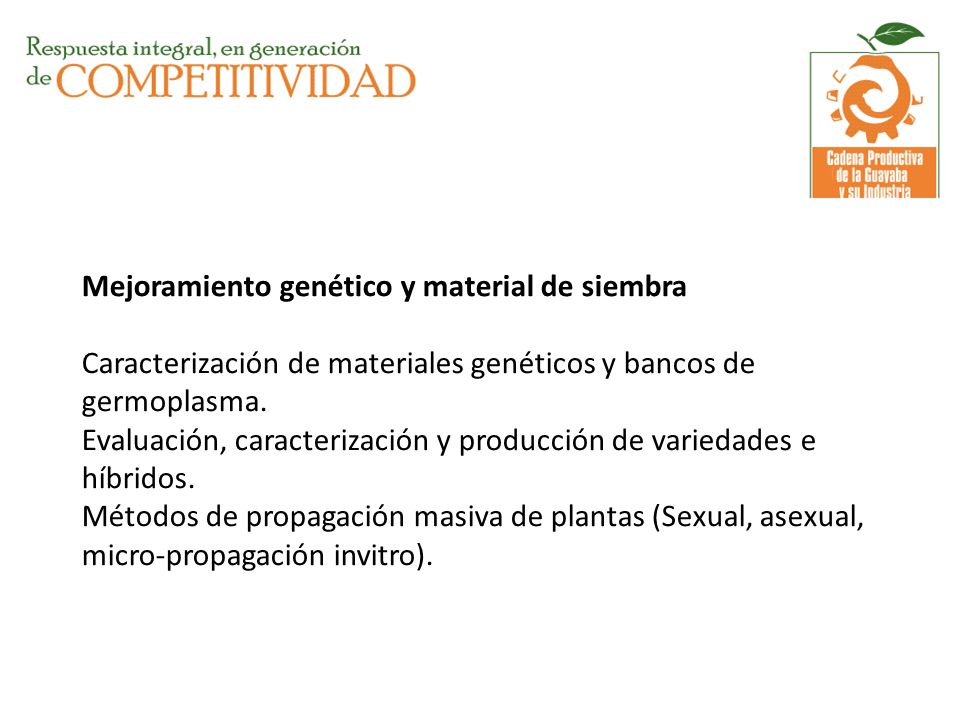 Mejoramiento genético y material de siembra Caracterización de materiales genéticos y bancos de germoplasma.