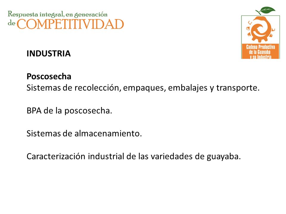 INDUSTRIA Poscosecha Sistemas de recolección, empaques, embalajes y transporte.