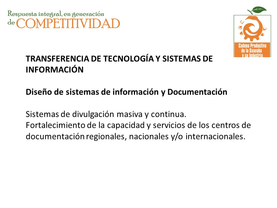 TRANSFERENCIA DE TECNOLOGÍA Y SISTEMAS DE INFORMACIÓN Diseño de sistemas de información y Documentación Sistemas de divulgación masiva y continua.