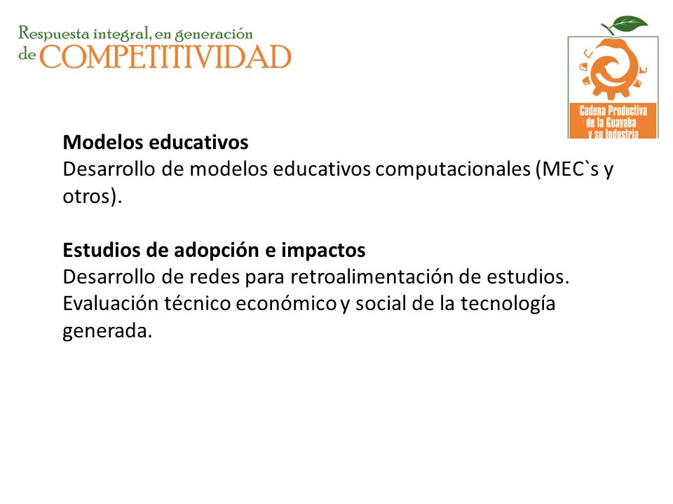 Modelos educativos Desarrollo de modelos educativos computacionales (MEC`s y otros).