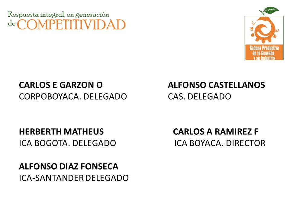 CARLOS E GARZON O ALFONSO CASTELLANOS CORPOBOYACA. DELEGADO CAS