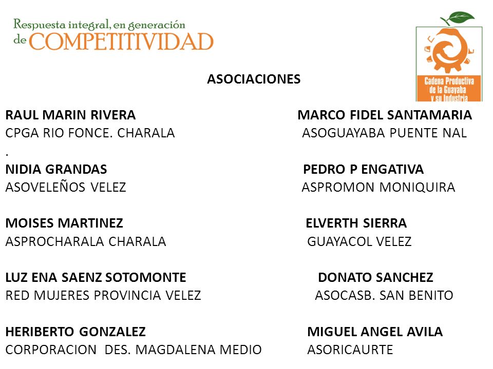 ASOCIACIONES RAUL MARIN RIVERA MARCO FIDEL SANTAMARIA CPGA RIO FONCE