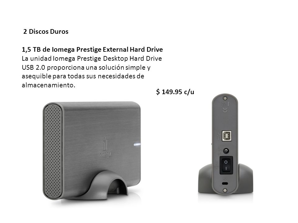 2 Discos Duros 1,5 TB de Iomega Prestige External Hard Drive.