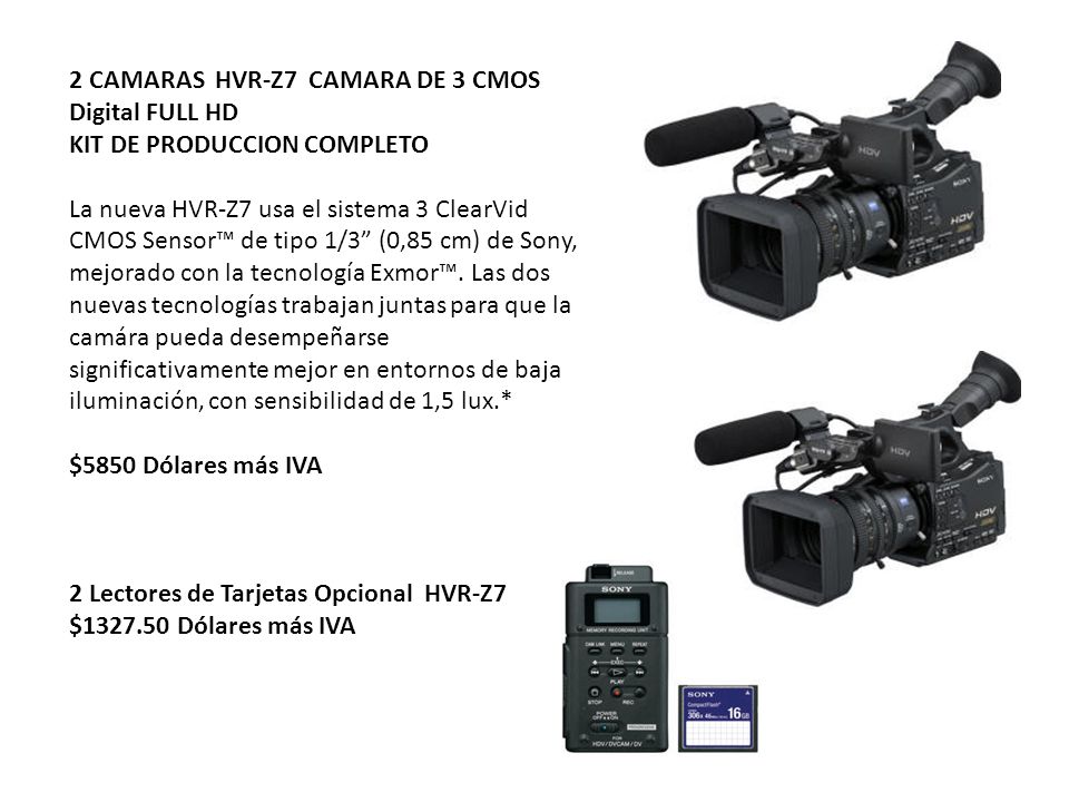 2 CAMARAS HVR-Z7 CAMARA DE 3 CMOS Digital FULL HD KIT DE PRODUCCION COMPLETO