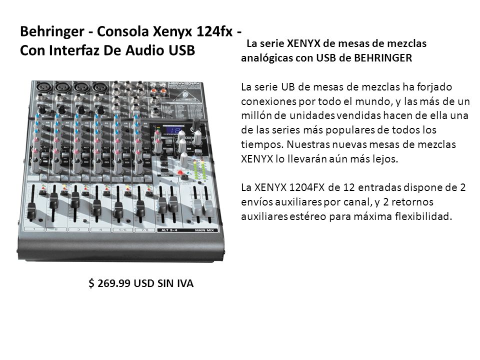 Behringer - Consola Xenyx 124fx - Con Interfaz De Audio USB