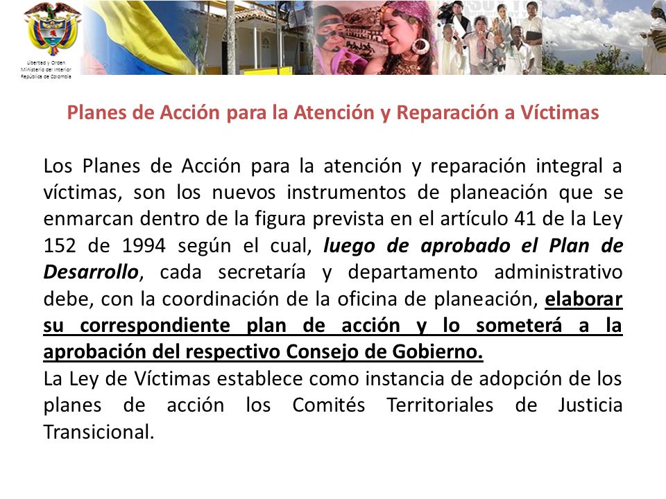 Planes de Acción para la Atención y Reparación a Víctimas