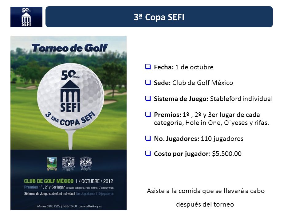 Asiste a la comida que se llevará a cabo después del torneo