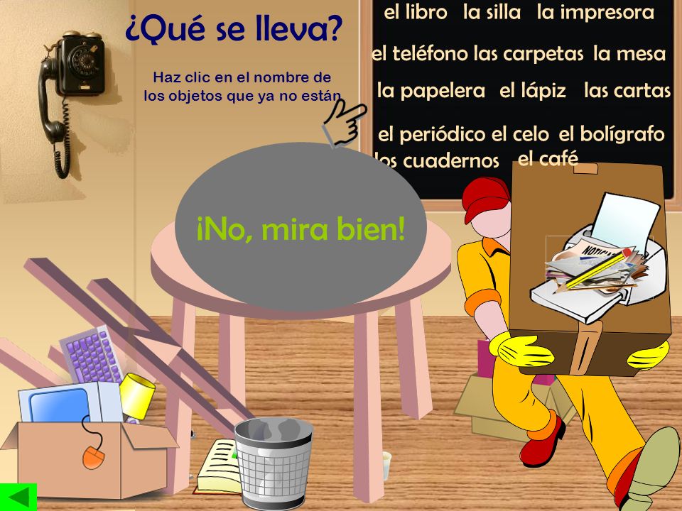 Haz clic en el nombre de los objetos que ya no están