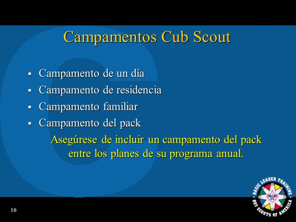 Campamentos Cub Scout Campamento de un día Campamento de residencia