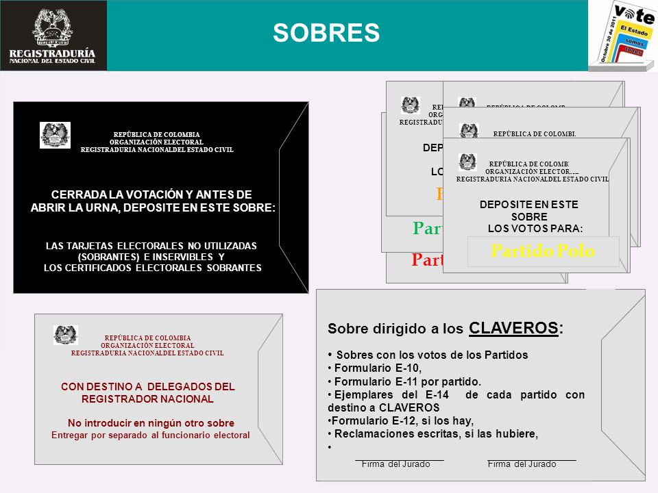 SOBRES SOBRE 1 Partido la U Partido Verde Partido Polo Partido Liberal