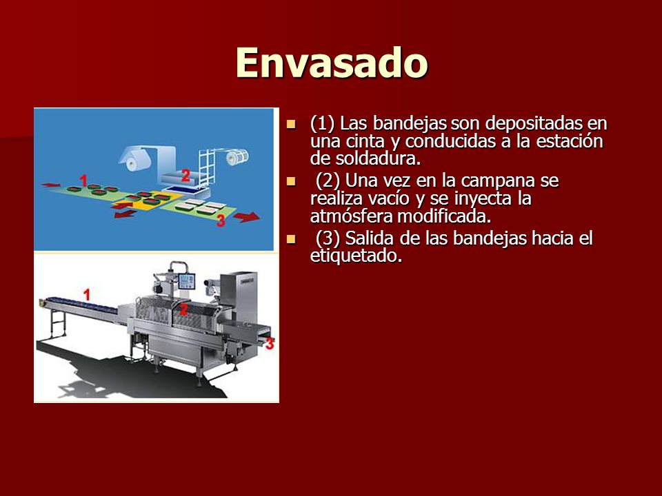Envasado (1) Las bandejas son depositadas en una cinta y conducidas a la estación de soldadura.