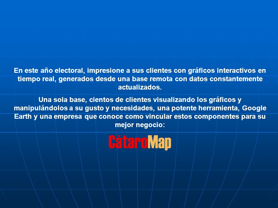 En este año electoral, impresione a sus clientes con gráficos interactivos en tiempo real, generados desde una base remota con datos constantemente actualizados.